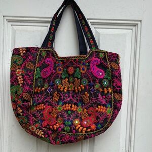 Embroidered Multicolor Tote Bag